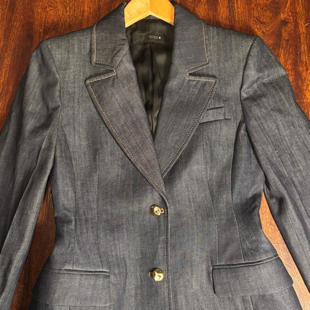 ZARA ZW COLLECTION DENIM BLAZER